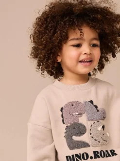 Next Grey and Charcoal Dinosaur Spike Single Sweatshirt and Joggers Set (3mths-7yrs)^BOY Sweatshirts & Hoodies|Sets & Co-Ords