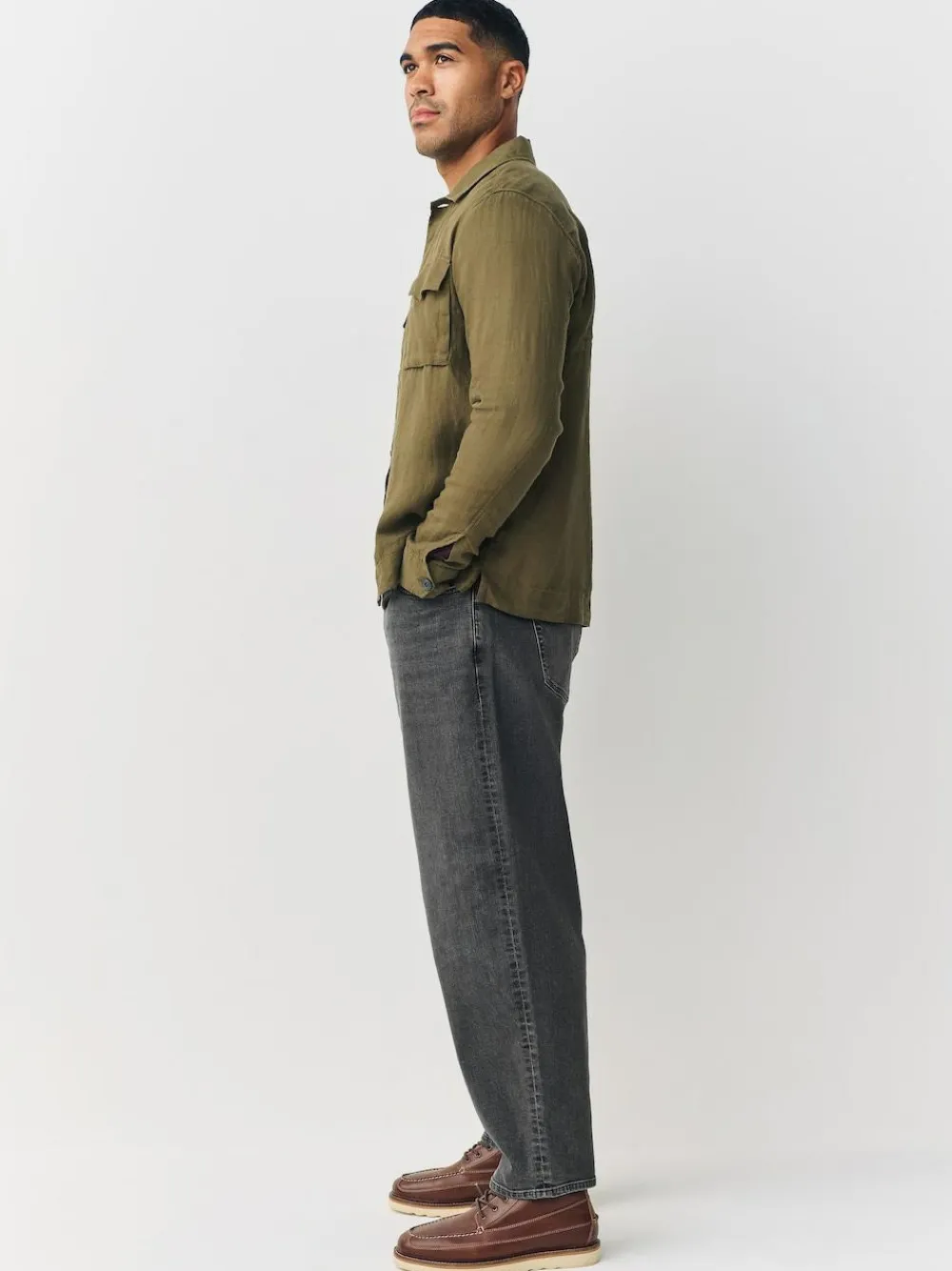 Next Grey Barrel Fit Classic Stretch Jeans