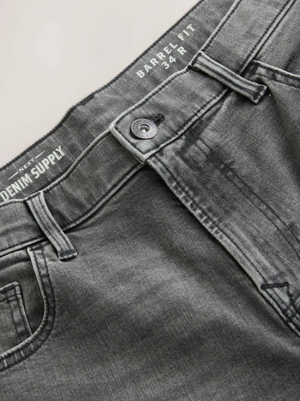 Next Grey Barrel Fit Classic Stretch Jeans