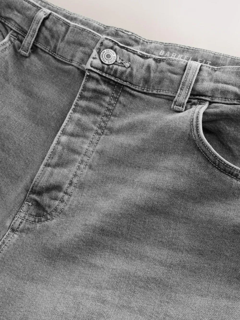 New Next Barrel Fit Vintage Wash Denim Jeans Grey
