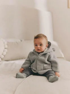 Outlet Next Grey Bear Cosy Borg Fleece Baby Jacket