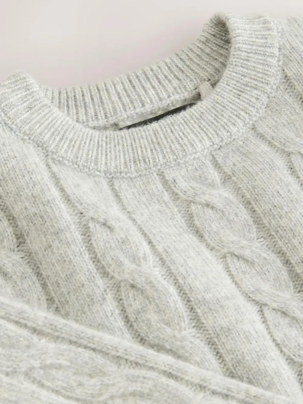 Next Grey Cable Knit Crew Neck Jumper (3-16yrs)
