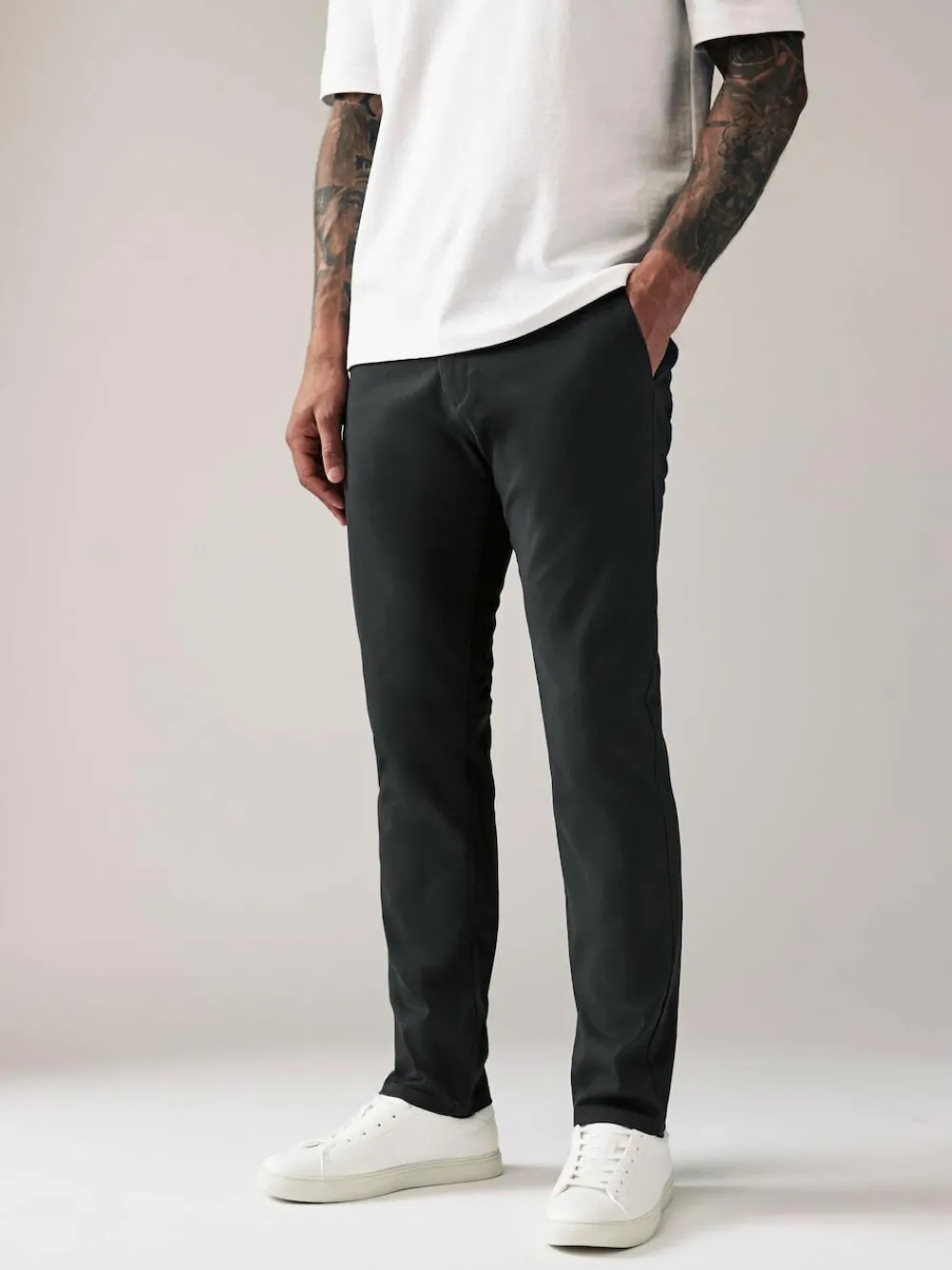 Best Next Grey Charcoal Slim Fit Stretch Chinos Trousers