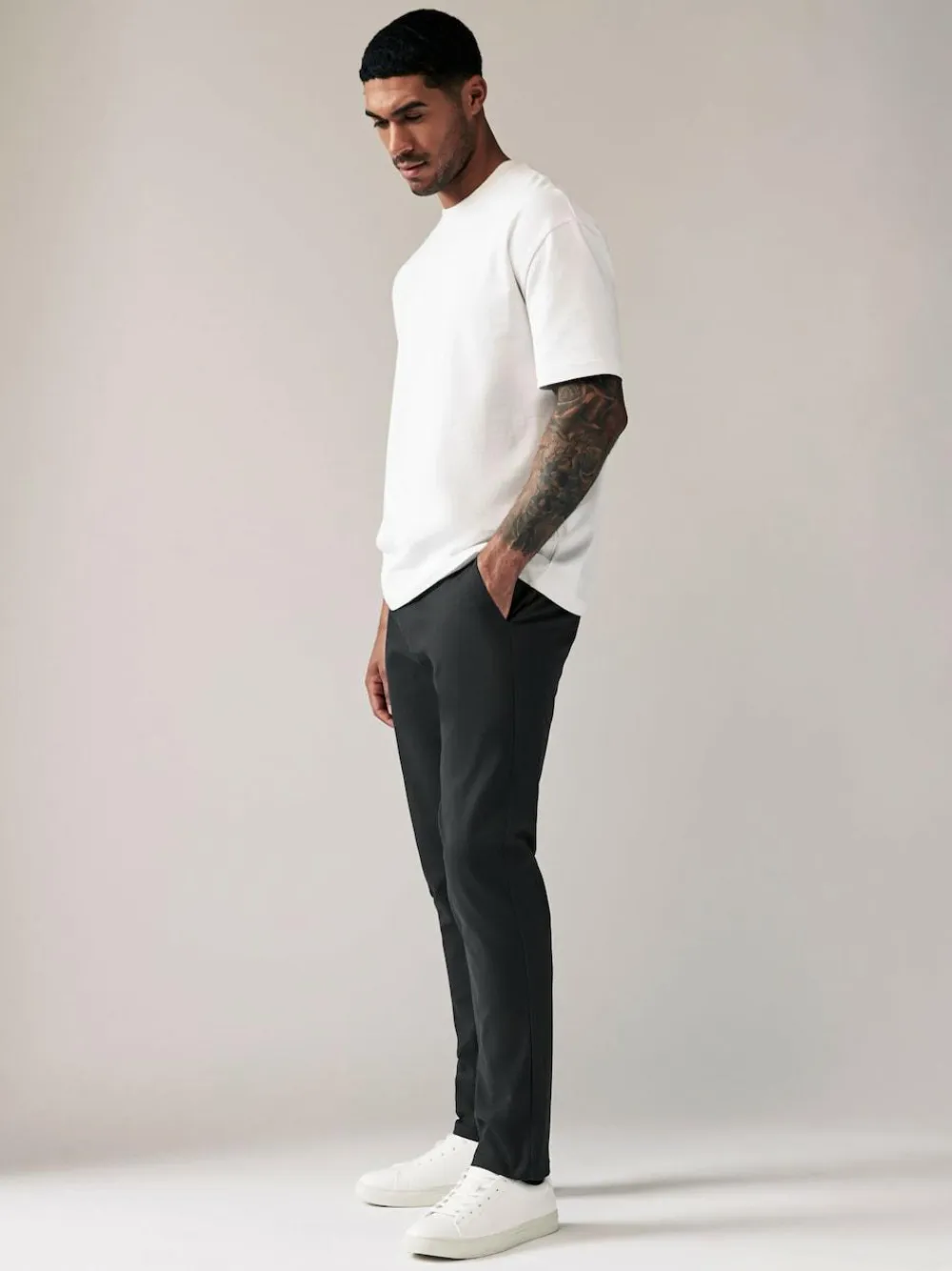 Best Next Grey Charcoal Slim Fit Stretch Chinos Trousers