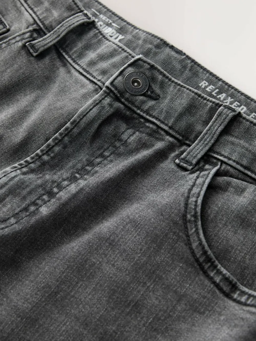 Next Grey Classic Stretch Relaxed Fit Jeans
