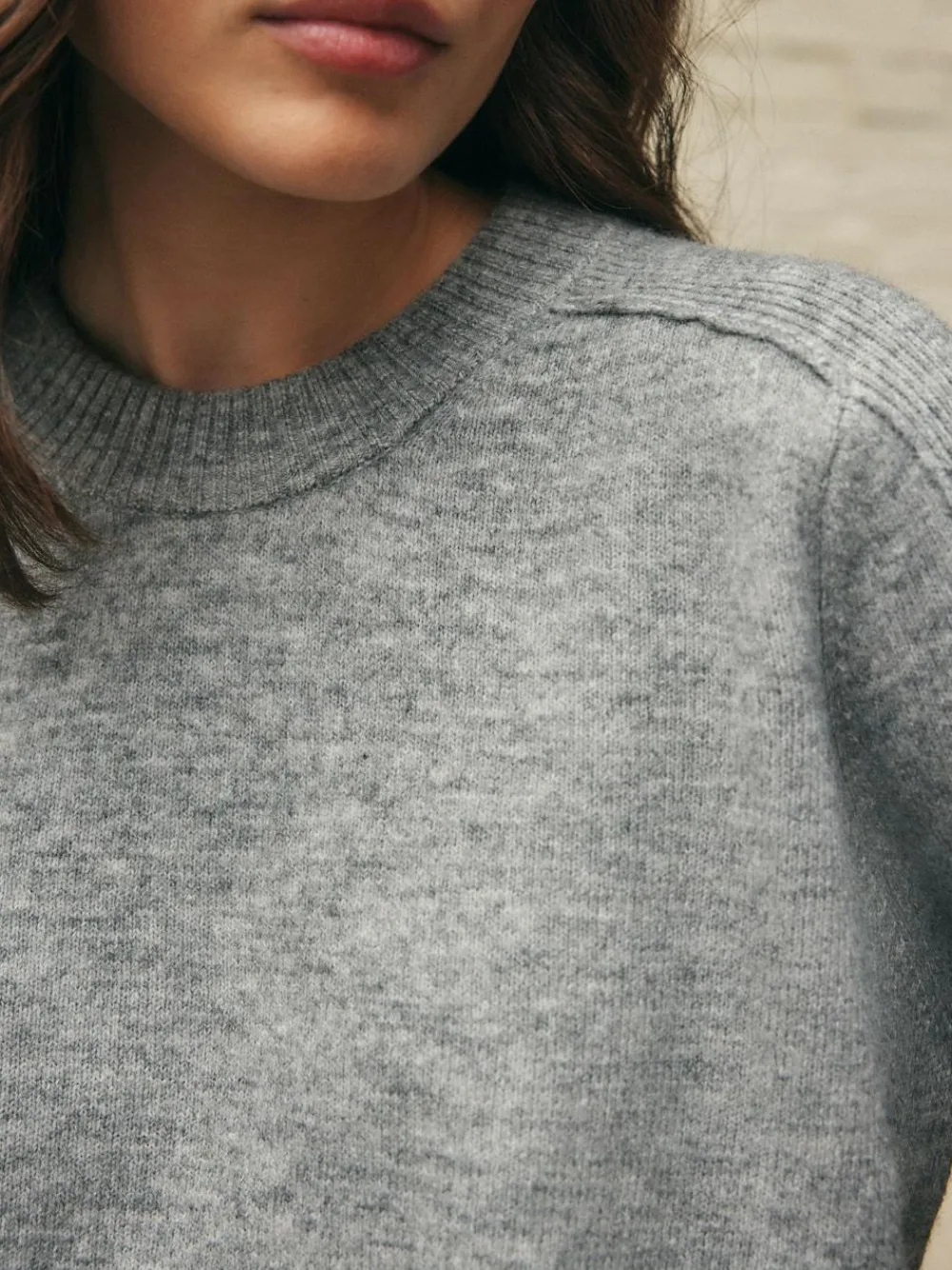 Outlet Next Crew Neck Knitted Jumper with Wool Grey