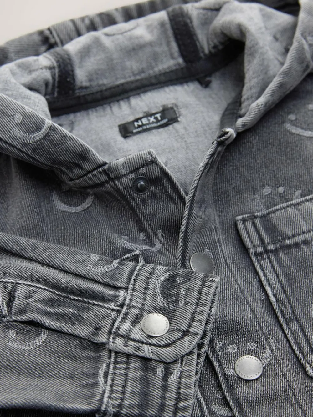 Outlet Next Denim Hooded Overshirt (3mths-7yrs) Grey Face