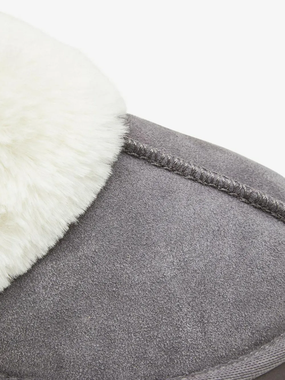 Hot Next Grey Faux Fur Lined Suede Mule Slippers