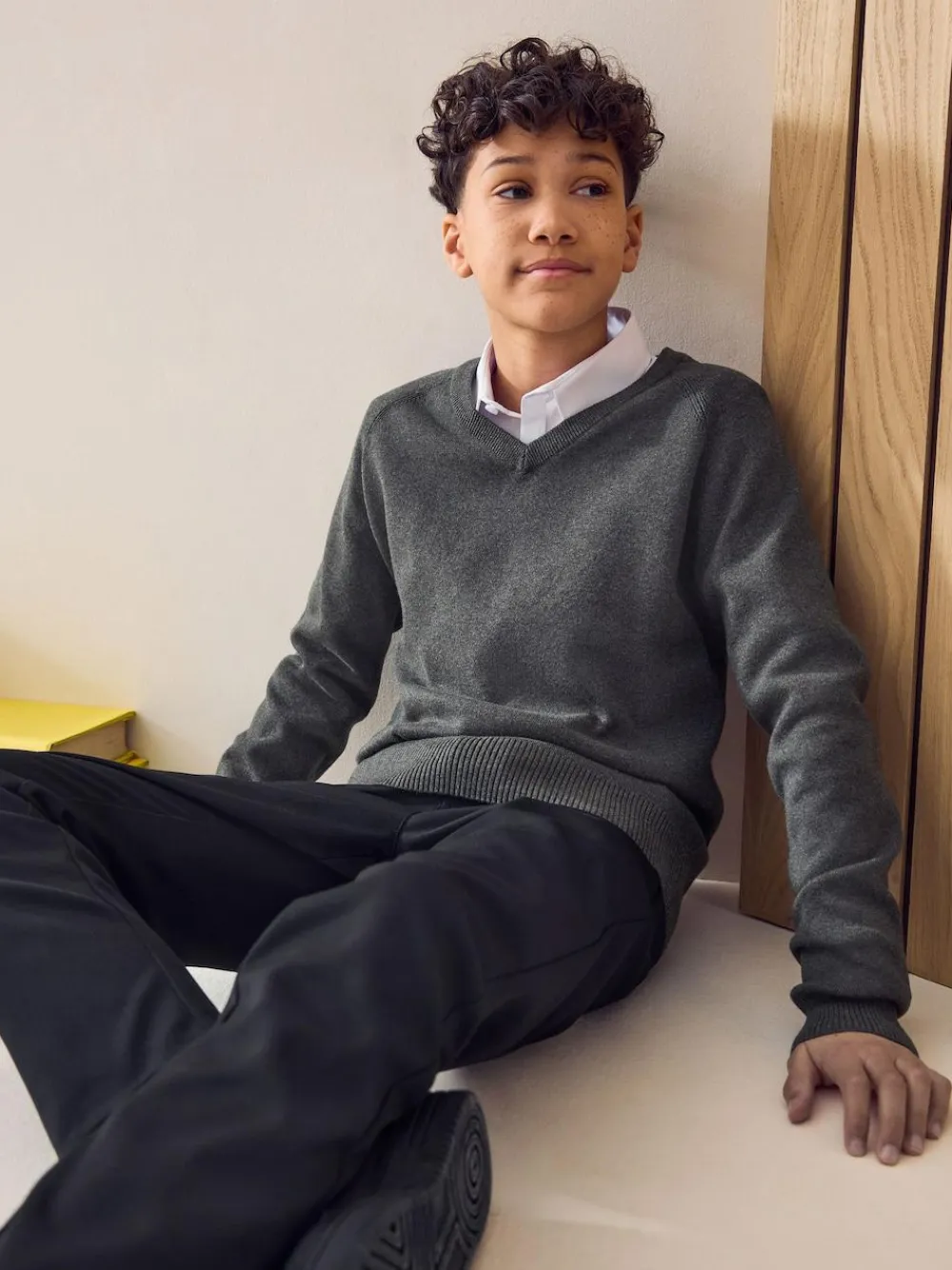 Discount Next Grey Knitted V-Neck School Jumper (3-16yrs)