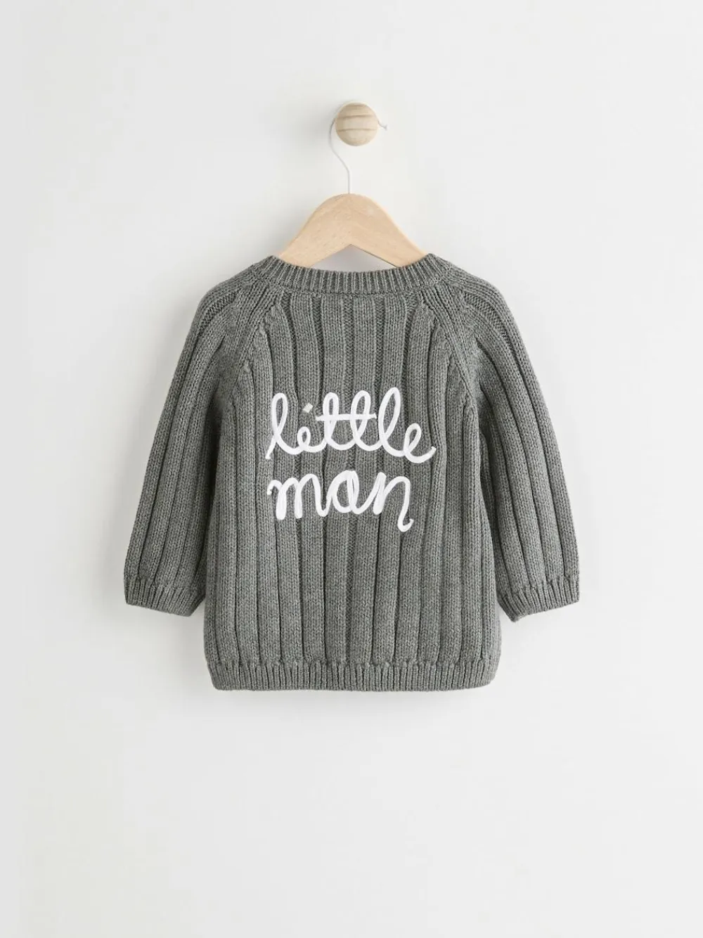 Clearance Next Grey Little Man 100% Cotton Cardigan (0mths-2yrs)