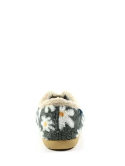 Clearance Lunar Ladies Flower Pattern Slippers Grey