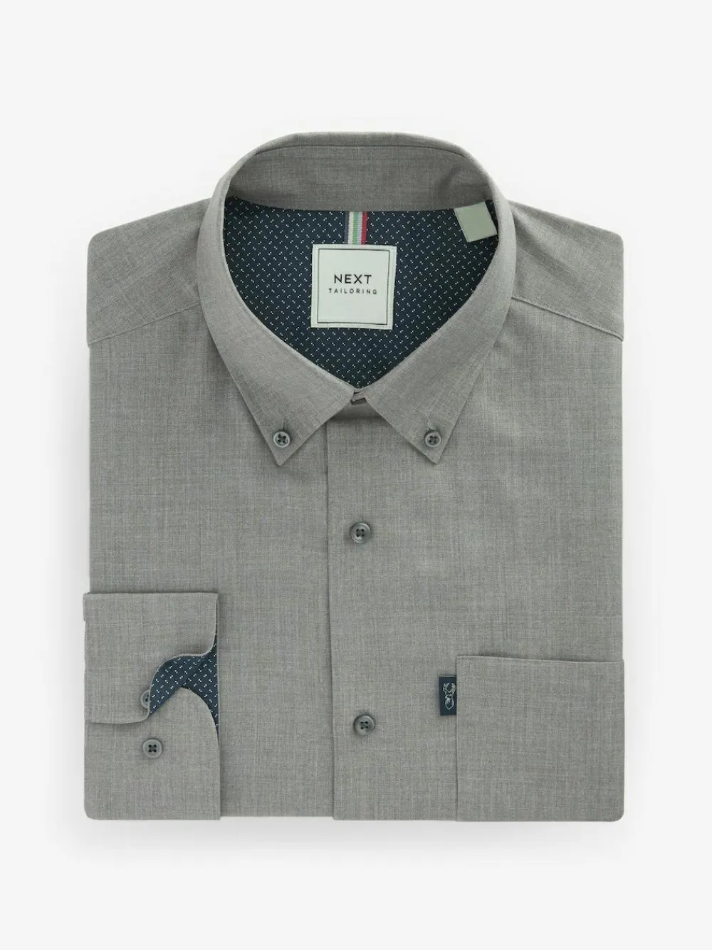Next Grey Marl Regular Fit Button Down Easy Iron Oxford Shirt^ Shirts|Occasionwear