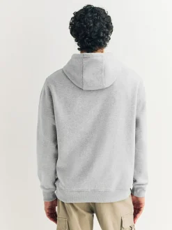 Hot Next Grey Marl Regular Fit Heavyweight Cotton Rich Jersey Hoodie