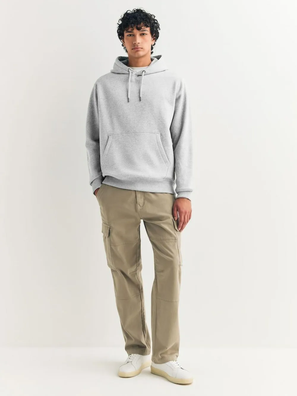 Hot Next Grey Marl Regular Fit Heavyweight Cotton Rich Jersey Hoodie