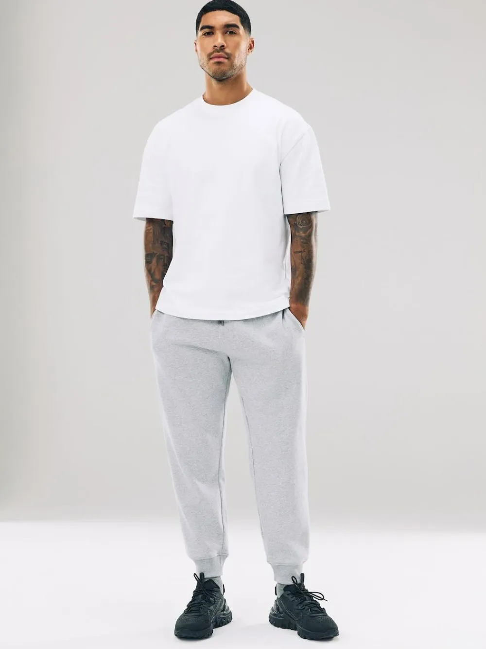 Hot Next Slim Fit Slim Fit Brushback Heavyweight Joggers Grey Marl