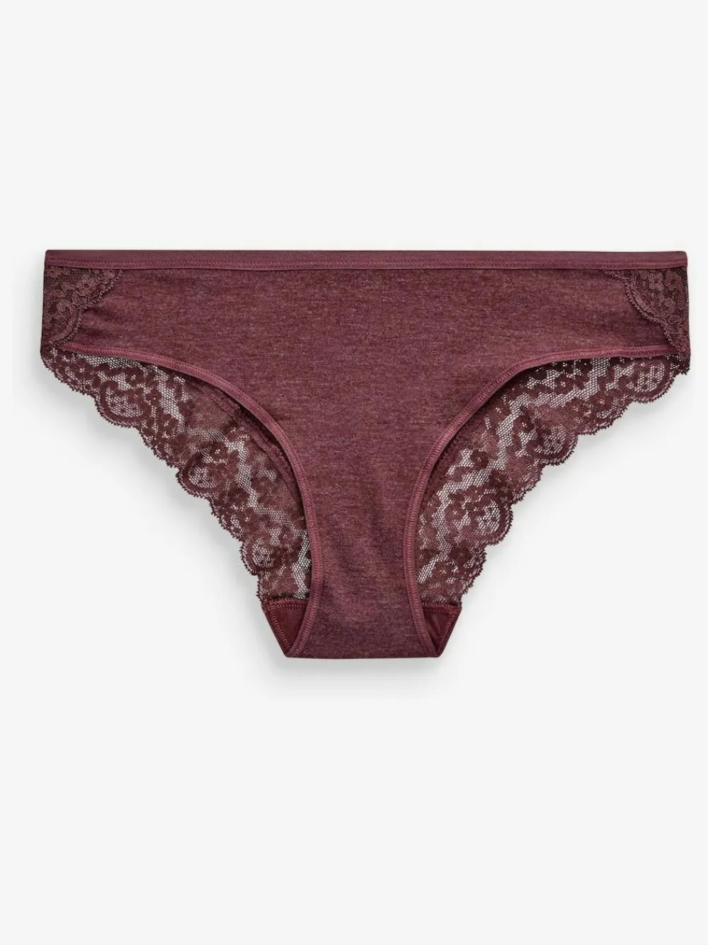 Next Grey Marl/Pink/Plum Bikini Cotton Lace Knickers 4 Pack^Women Panties