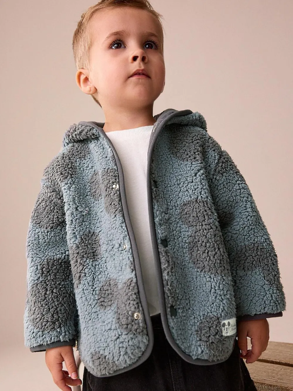 Clearance Next Grey Mickey Mouse Fleece Zip Through Hooded Jacket (3mths-8yrs)