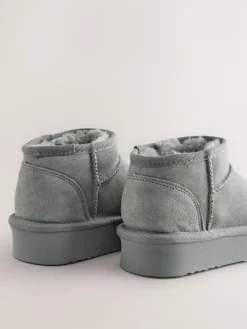 Hot Next Grey Standard Fit (F) Flatform Mini Warm Lined Water Repellent Suede Pull-On Boots