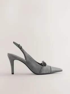 Next Forever Comfort® Leather Pointed Cutout Bow Slingback Heels^Women Heels