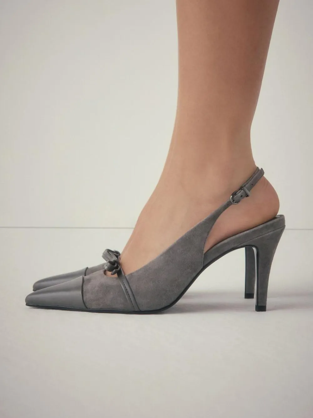 Next Forever Comfort® Leather Pointed Cutout Bow Slingback Heels^Women Heels
