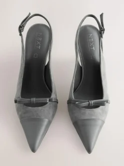 Next Forever Comfort® Leather Pointed Cutout Bow Slingback Heels^Women Heels