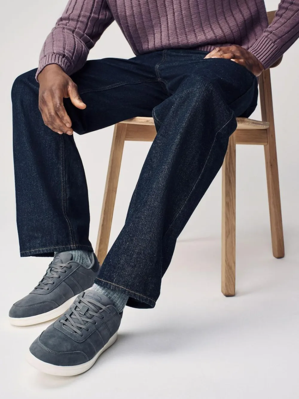 Hot Next Grey Suedette Trainers