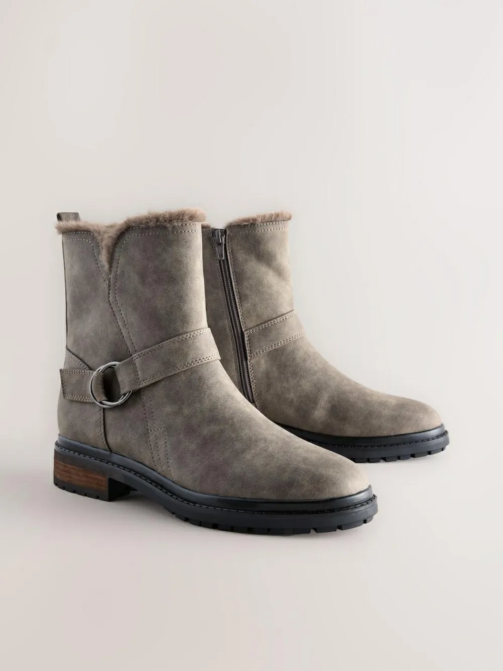Next Forever Comfort® Faux Fur Hardware Ankle Boots^Women Wide Fit & Extra Wide Fit