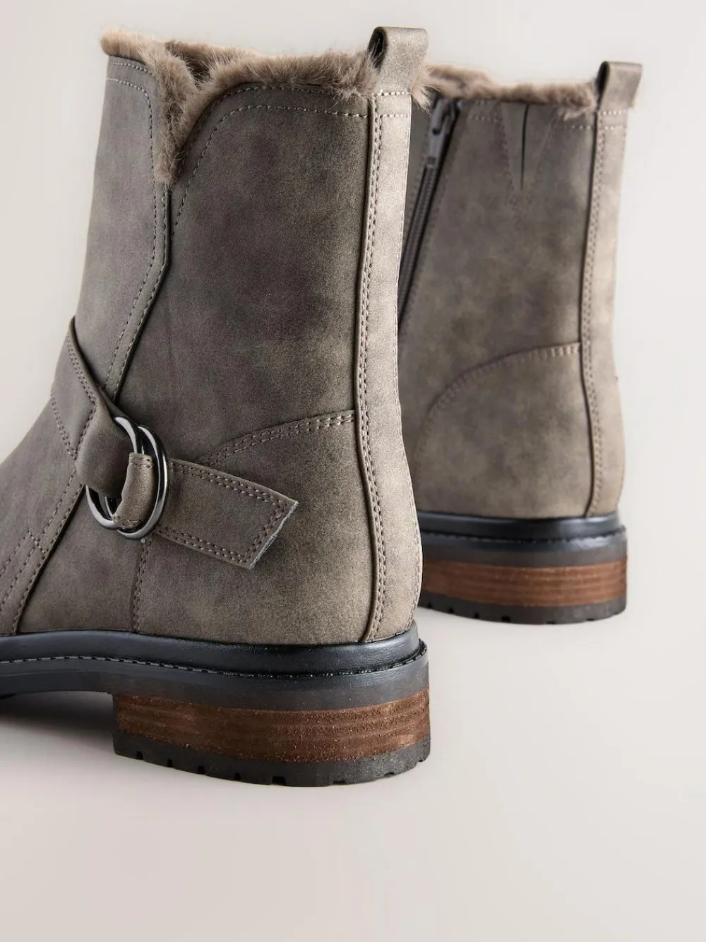 Next Forever Comfort® Faux Fur Hardware Ankle Boots^Women Wide Fit & Extra Wide Fit