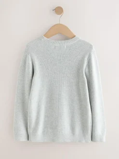 Next Grey With Stag Cotton Crew Neck Knitted Jumper (3-16yrs)^BOY Knitwear & Sweaters|Knitwear