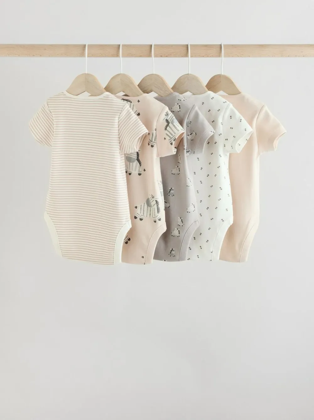 Discount Next Grey Zebra Baby Short Sleeve Bodysuits 100% Cotton 5 Pack