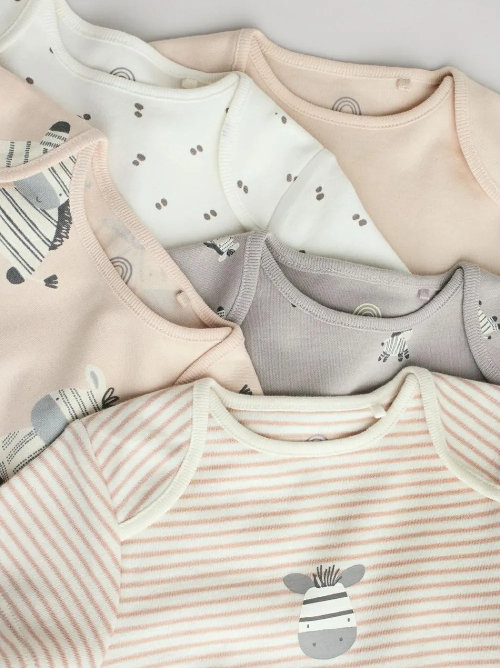 Discount Next Grey Zebra Baby Short Sleeve Bodysuits 100% Cotton 5 Pack