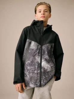 Best Next Grey/Black Waterproof Fleece Lined Hooded Jacket (3-16yrs)