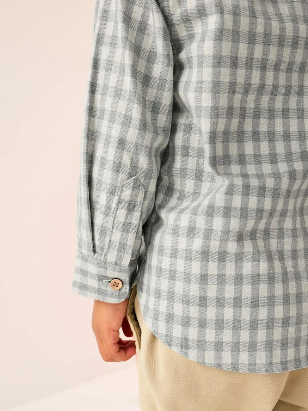 Next Grey/Ecru Long Sleeve All Over Embroidery Gingham Check Christmas Shirt (3mths-7yrs)^BOY Suits & Vest