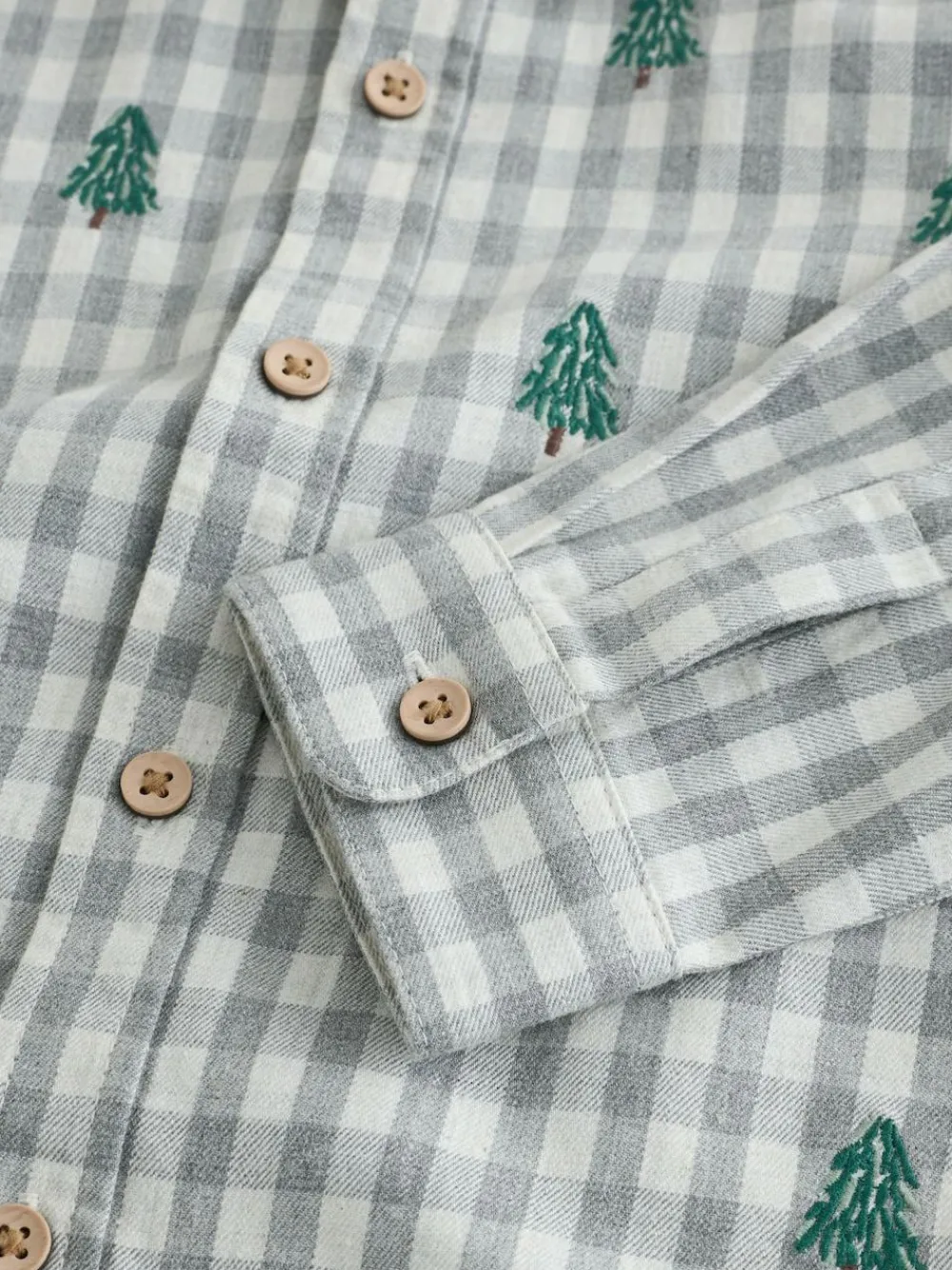 Next Grey/Ecru Long Sleeve All Over Embroidery Gingham Check Christmas Shirt (3mths-7yrs)^BOY Suits & Vest