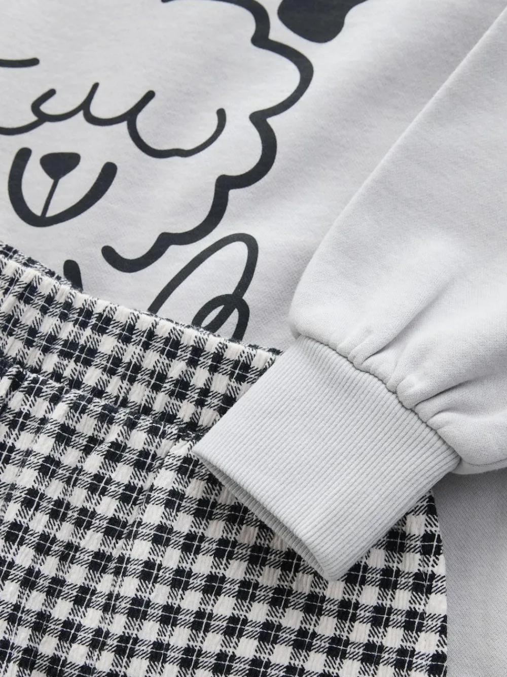 Best Next Sweatshirt and Wide Leg Trousers Set (3-16yrs) Grey/Gingham Dog