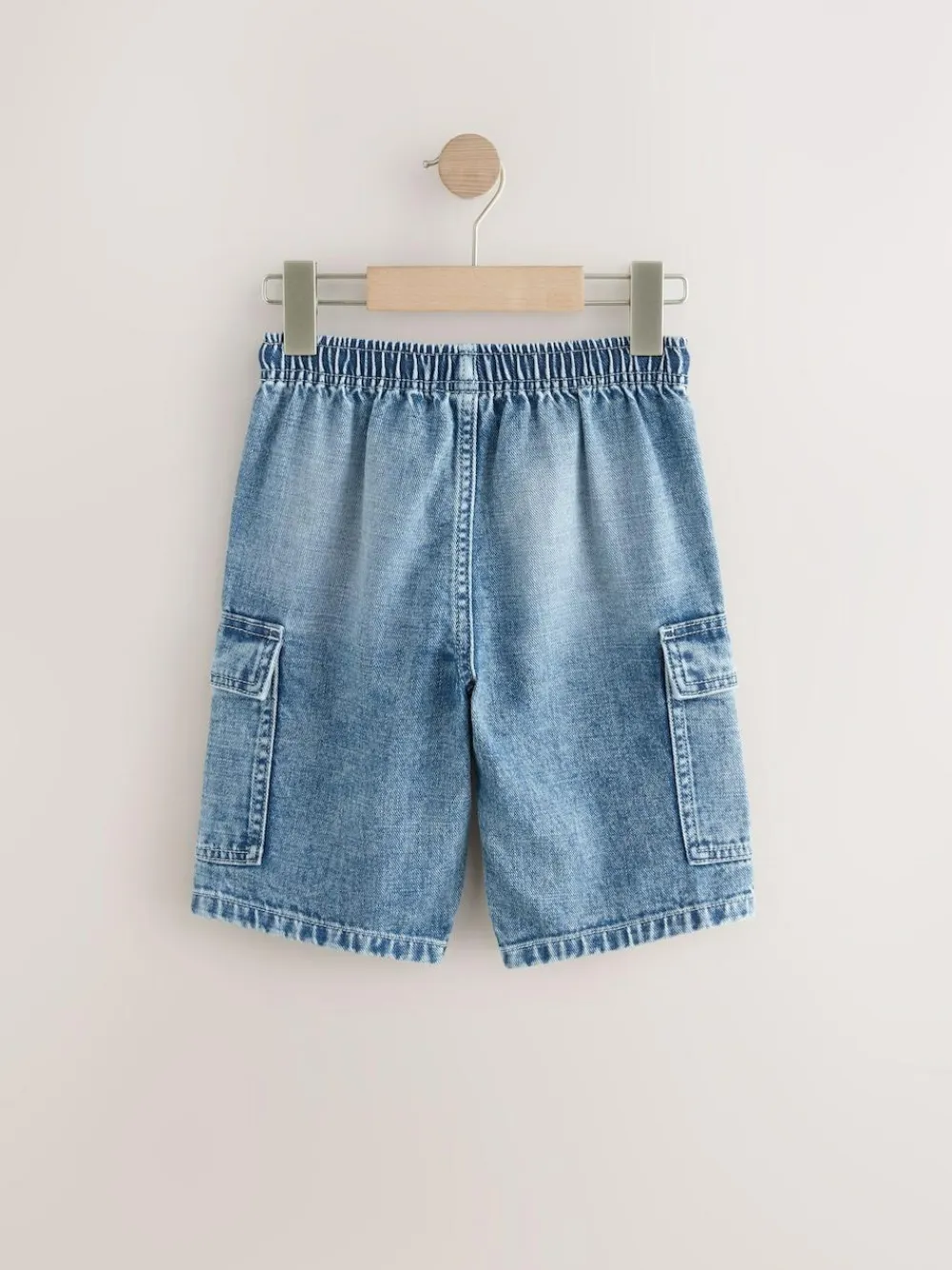 Outlet Next Grey/Mid Blue 100% Cotton Denim Cargo Shorts 2 Pack (3-16yrs)