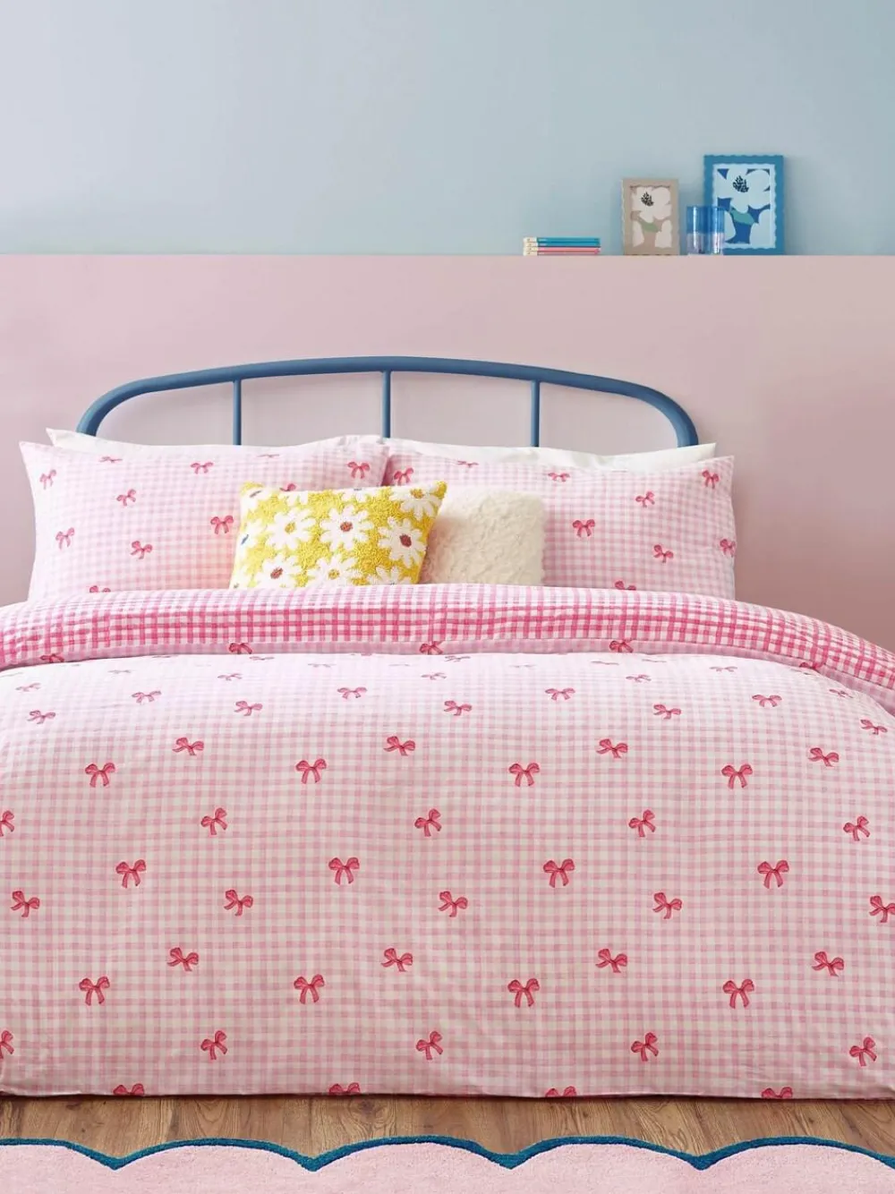 heya home Pink Gingham Bows Duvet Set^ Branded Bedlinen