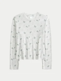 Hollister Cozy Long Sleeve White Pyjama Top^Women Pyjamas