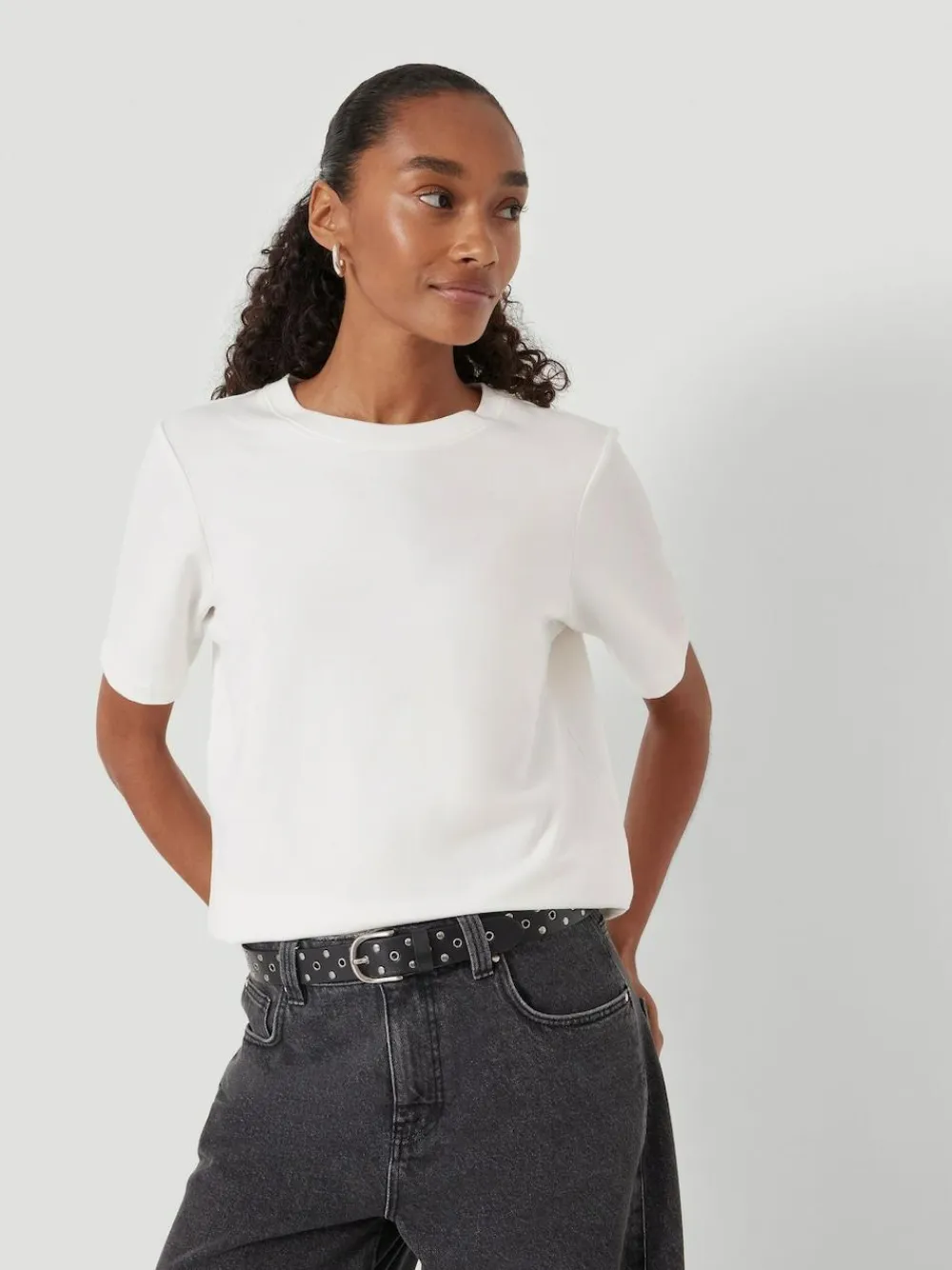 Hush Leather Studded Eyelet Belt Black