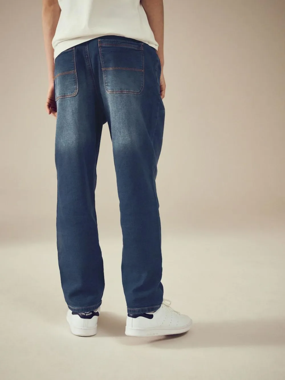 New Next Loose Fit Stretch Elasticated Waist Jeans (3-16yrs) Indigo Blue