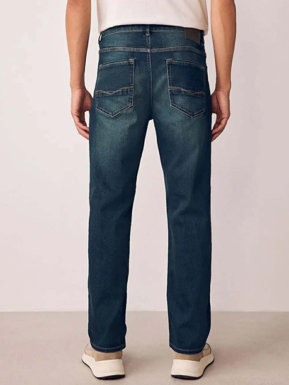 Hot Next Straight Fit Authentic Stretch Denim Jeans Indigo Blue