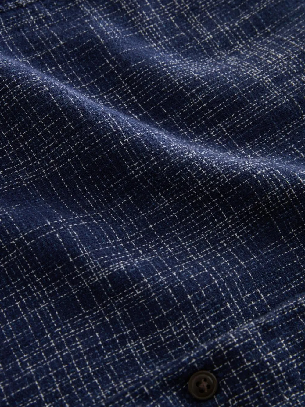 Next Indigo Blue Textured Crosshatch Short Sleeve Shirt