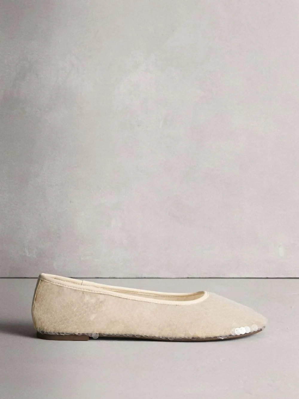 New Next Forever Comfort® Round Toe Sequin Ballerina Flats Ivory