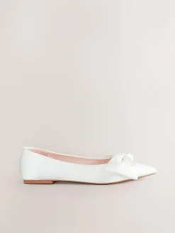 Outlet Next Ivory Forever Comfort® Wedding Point Toe Bow Bridal Ballet Shoes
