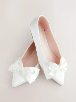 Outlet Next Ivory Forever Comfort® Wedding Point Toe Bow Bridal Ballet Shoes