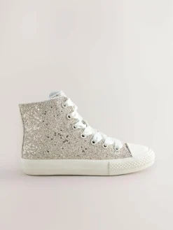 Next Ivory Glitter High Top Trainers^ Sneakers