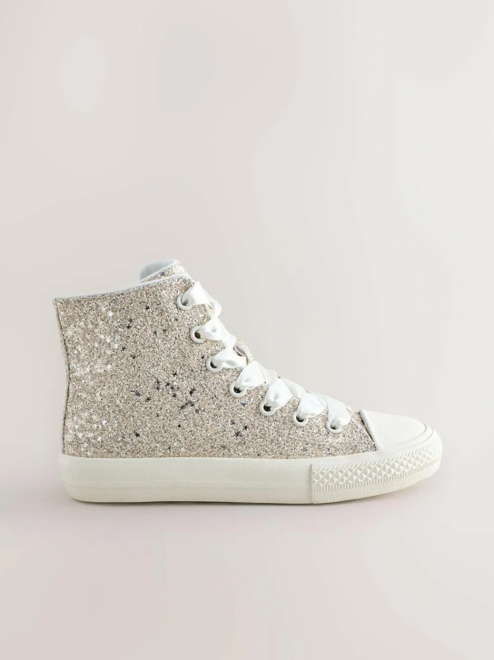 Next Ivory Glitter High Top Trainers^ Sneakers