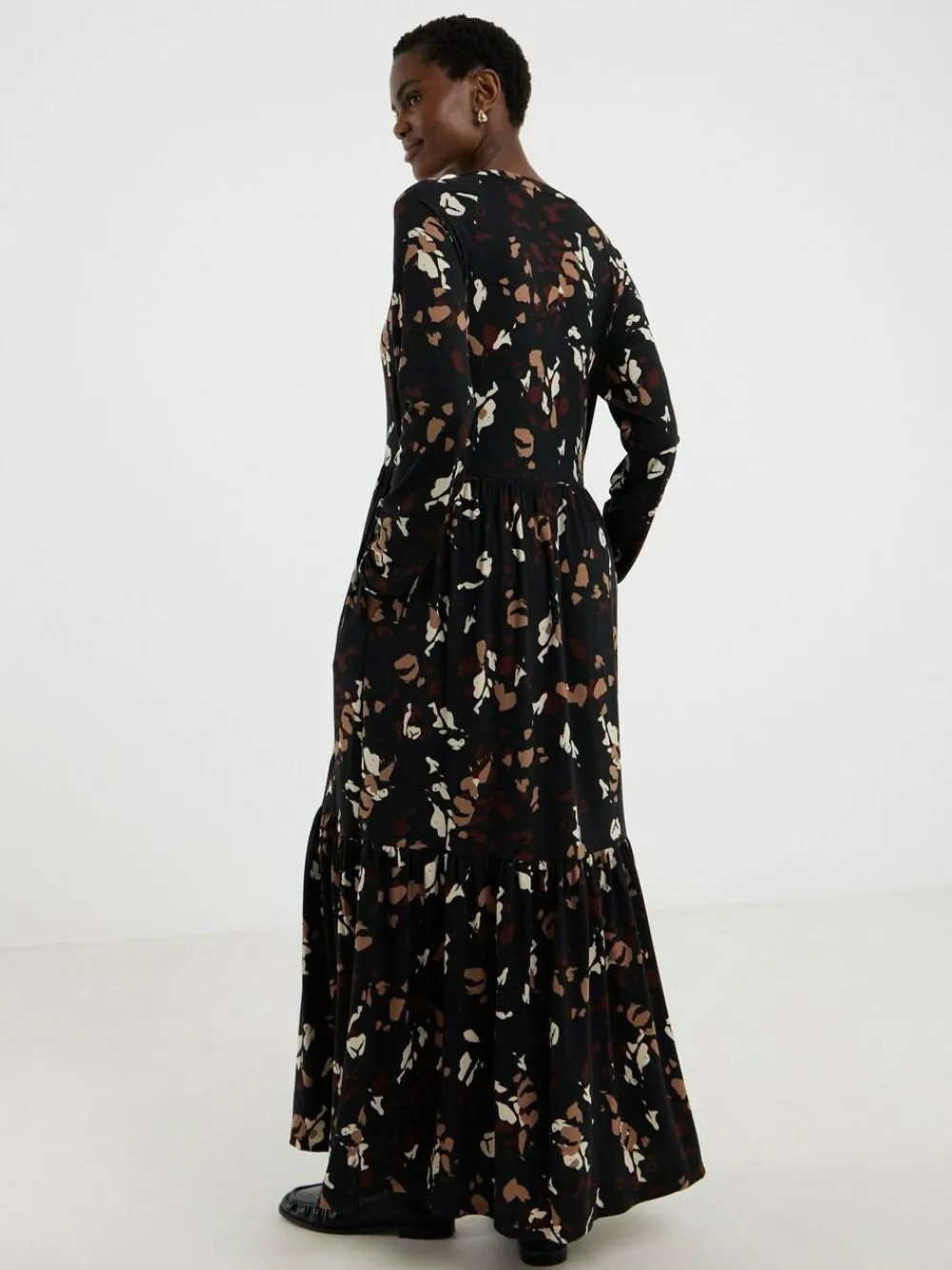 Hot JD Williams Black Soft Touch Long Sleeve Notch Neck Dress