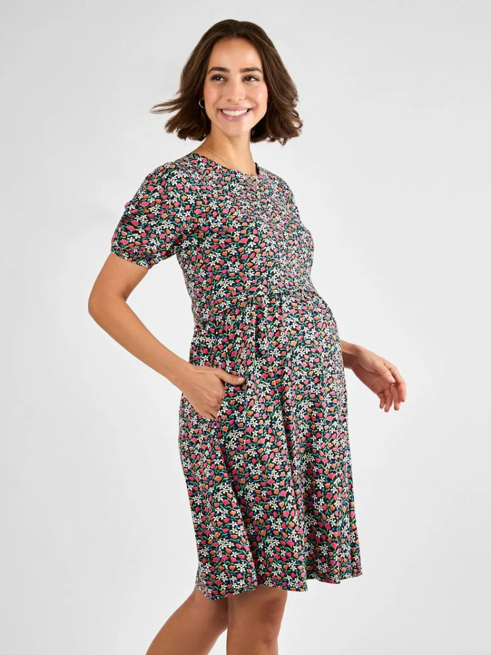 Jojo Maman Bébé Black Double Layer Maternity & Nursing Jersey Dress^Women Dresses