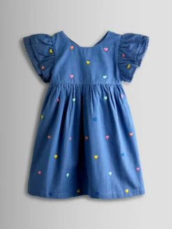 Jojo Maman Bébé Embroidered Frill Sleeve Dress^ Dresses|Dresses